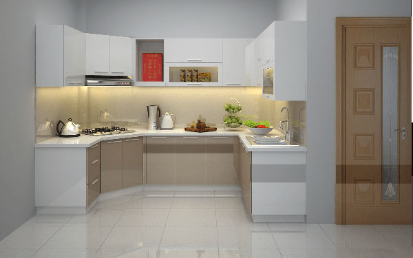 Thi công tủ bếp chữ L tối ưu không gian